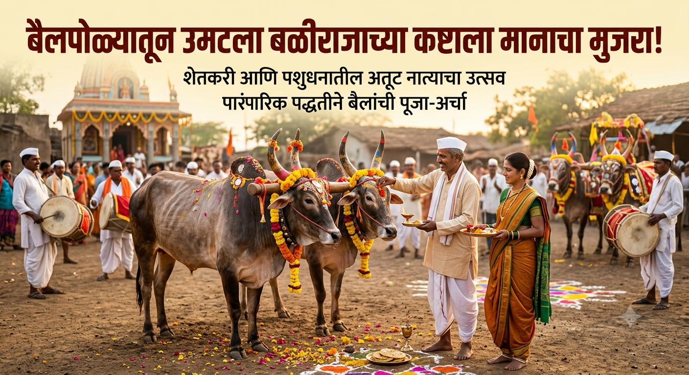 बैल पोळ्यातून उमटला बळीराजाच्या कष्टाला मानाचा मुजरा ; शेतकरी आणि पशुधनातील अतूट नात्याचा उत्सव पारंपरिक पद्धतीने बैलांची पूजा-अर्चा...!